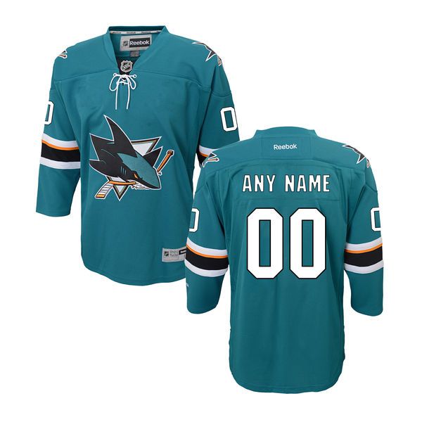 Youth San Jose Sharks Reebok Teal Custom Premier Home NHL Jersey->->Custom Jersey